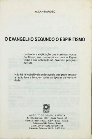 O Evangelho Segundo O Espiritismo Allan Kardec Tra A Livraria E Sebo