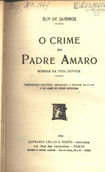 O Crime Do Padre Amaro Eça De Queiroz Traça Livraria e Sebo