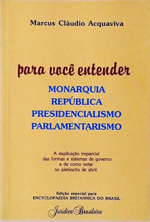 Para Você Entender Monarquia, República, Presidencialismo, Parlamentarismo