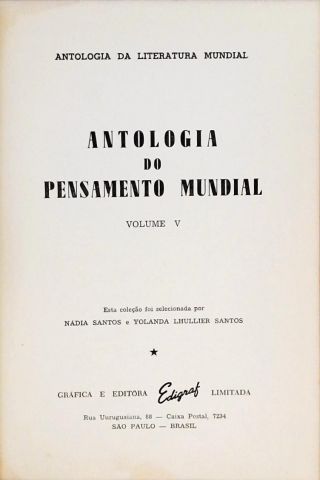 Antologia do Pensamento Mundial - Vol. 5