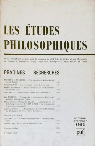 Les Études Philosophiques (Octobre-Décembre)