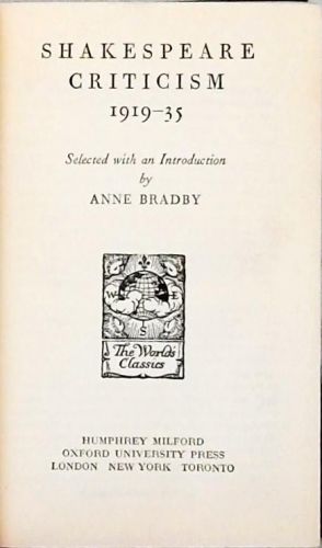 Shakespeare Criticism (1919-35)
