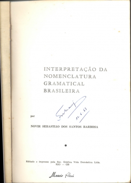 Interpretação Da Nomenclatura Gramatical Brasileira - Novir Sebastião ...